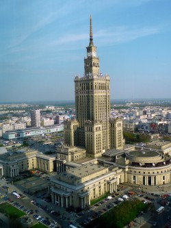 Palais de la culture et de la science à Varsovie, vue depuis le centre financier